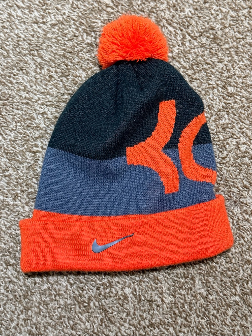 Nike KD Kevin Durant Pom Beanie Black Gray Orange Knit Winter Hat